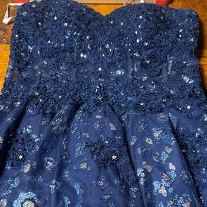 JVN by Jovani Midnight Blue Embellished Mini Dress